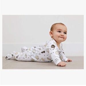 Noomie Pima Cotton Milk & Cookies Snap Up Footie Pajamas Size 3-6 Months
